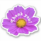 ピンクの花ピンクの花のステッカーありがとう シール (正面)