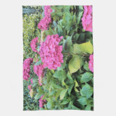 ピンクの花フォトティータオル キッチンタオル (縦)
