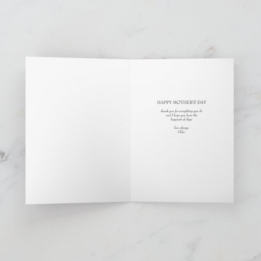 ピンクの花フォトフレーム母の日ハッピー カード (内部)