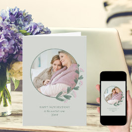 ピンクの花フォトフレーム母の日ハッピー カード