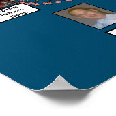 ピンクの花フラクタルツリーブルー2ファミリーツリー ポスター (角)