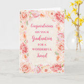 ピンクの花フレンド卒業おめでとう カード (黄色い花)