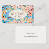 ピンクの花フローラさくらんぼ花レトロ美しい 名刺 (正面/裏面)