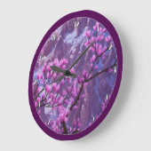 ピンクの花フローラの壁時計 ラージ壁時計 (傾斜)
