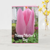 ピンクの花フローラチューリップチューリップ母の日カード カード (黄色い花)