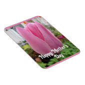 ピンクの花フローラチューリップチューリップ母の日カード マグネット (右側)