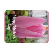 ピンクの花フローラチューリップチューリップ母の日カード マグネット (横)