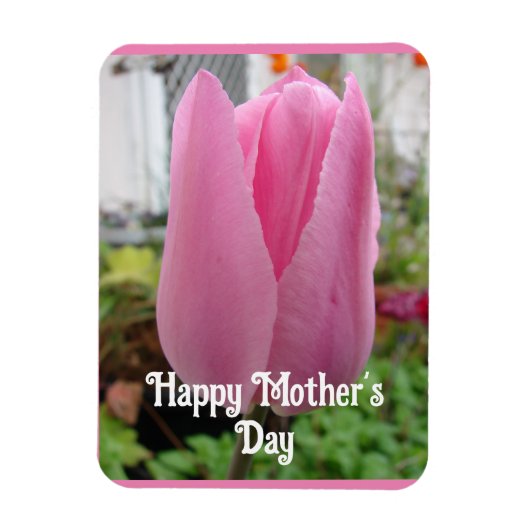 ピンクの花フローラチューリップチューリップ母の日カード マグネット (縦)