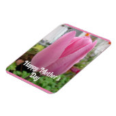 ピンクの花フローラチューリップチューリップ母の日カード マグネット (左側)