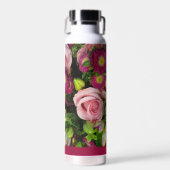 ピンクの花フローラ会社独自のロゴビジネスギフト ウォーターボトル (正面)