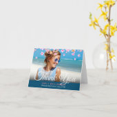 ピンクの花フローラ写真卒業 カード (黄色い花)