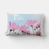 ピンクの花フローラ母の名前母の日 ランバークッション (正面)