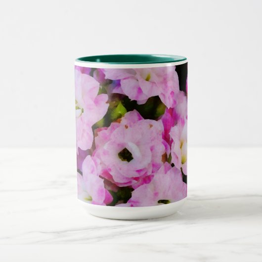 ピンクの花フローラ水彩アートマグカップ マグカップ (中央)
