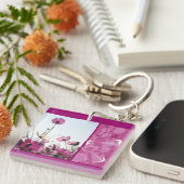 ピンクの花フローラ自然デザイナー美 キーホルダー (正面右)