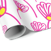 ピンクの花フローラ花 ラッピングペーパー (ロールコーナー)