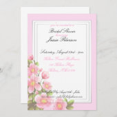 ピンクの花ブライダルシャワー招待カード 招待状 (正面/裏面)