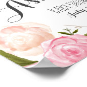 ピンクの花ブライダルシャワー歓迎サイン ポスター (角)