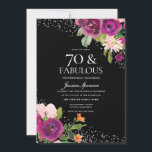 ピンクの花ブラックシルバー70th誕生日パーティー 招待状<br><div class="desc">ピンクの花ブラックシルバー70th誕生日パーティーへの招待ニッチとネストストアでマッチングコレクションを参照</div>
