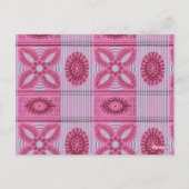 ピンクの花ブルーストライプヴィンテージアートパターン ポストカード (裏面)