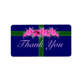 ピンクの花ブーケありがとうステッカー – ラベル (正面)