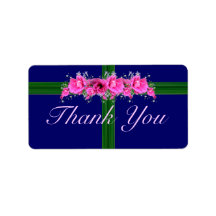 ピンクの花ブーケありがとうステッカー – ラベル