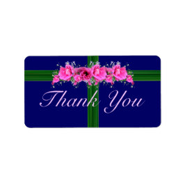 ピンクの花ブーケありがとうステッカー – ラベル