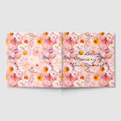 ピンクの花ブーケフローラ葬儀 ゲストブック (全面)