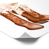 ピンクの花ブーツ赤ちゃんシャワー歓迎サイン ポスター (角)