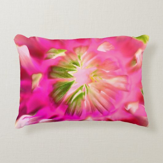 ピンクの花プリントアクセント枕 アクセントクッション (正面)