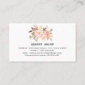 ピンクの花プロフェッショナルメイクアップヘアスタイル 名刺 (裏面)