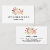 ピンクの花プロフェッショナルメイクアップヘアスタイル 名刺 (正面/裏面)