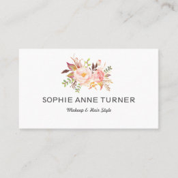 ピンクの花プロフェッショナルメイクアップヘアスタイル 名刺