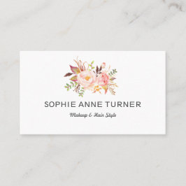 ピンクの花プロフェッショナルメイクアップヘアスタイル 名刺