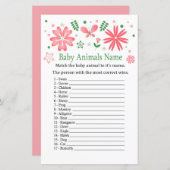 ピンクの花ベビーアニマルの名前ゲーム (正面/裏面)