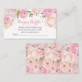 ピンクの花ベビーシャワーおむつラッフルカード エンクロージャーカード (正面/裏面)