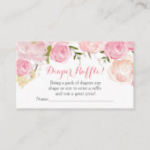 ピンクの花ベビーシャワーおむつラッフルカード エンクロージャーカード (正面)