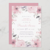ピンクの花ベビーシャワー招待状 招待状 (正面/裏面)