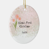 ピンクの花ベビー初めてのクリスマス セラミックオーナメント (右)