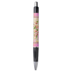 ピンクの花ペンで十字架 ボールペン