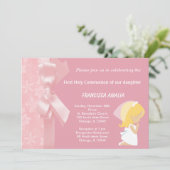 ピンクの花ホリー聖餐式 招待状 (スタンド正面)