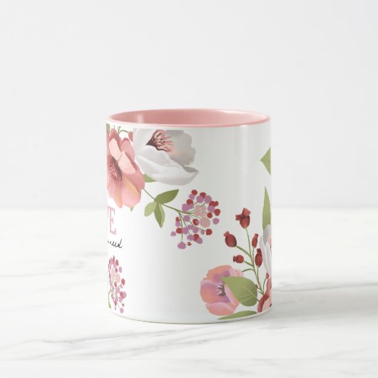 ピンクの花マグカップと愛のメッセージ マグカップ (中央)