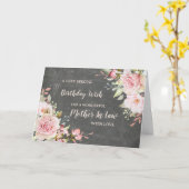 ピンクの花マザー・イン・ロー誕生日カード カード (黄色い花)