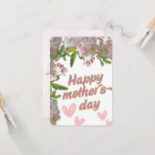 ピンクの花ママの日 カード (正面/裏面インサイチュ)
