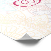 ピンクの花マンダラスインディアンカップルイラストレーション ポスター (角)