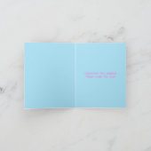 ピンクの花ミニマリストありがとうライトブルー カード (内部)