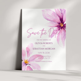 ピンクの花ミニマリストの水結婚色 セーブザデート