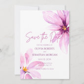 ピンクの花ミニマリストの水結婚色 セーブザデート (正面)