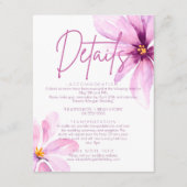 ピンクの花ミニマリスト水の色結婚の詳細 エンクロージャーカード (正面)