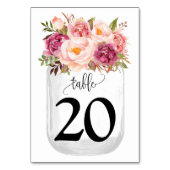 ピンクの花メイスンジャー国の結婚式 テーブルナンバー (裏面)