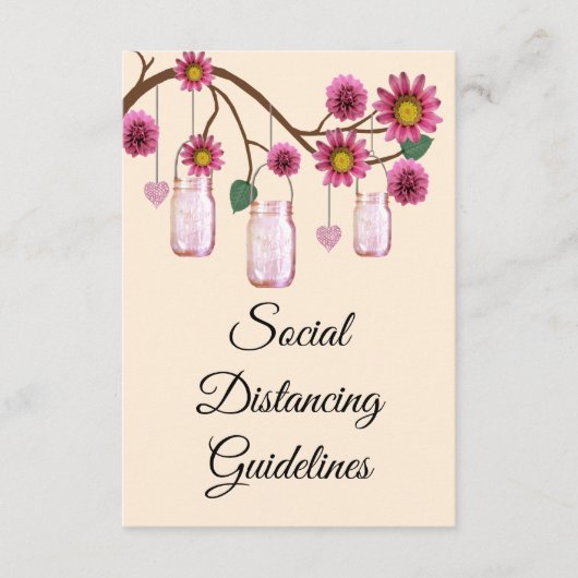 ピンクの花メイスンジャー安全対策 エンクロージャーカード (正面)